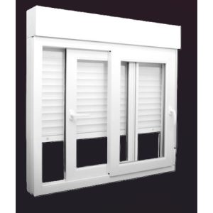 Ventana PVC 2 Hojas Corredera con Persiana1000x1155 mm Blanca - Bigwin