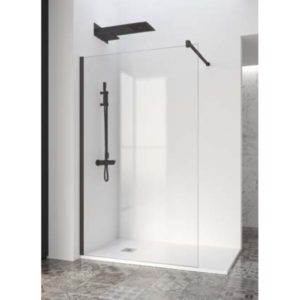 Mampara Fijo Ducha Indico 80 cristal transp/Negro- Profiltek