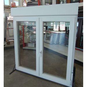 Ventana PVC Blanca 2 Hojas Oscilobatiente 1380x1535mm c/Persiana